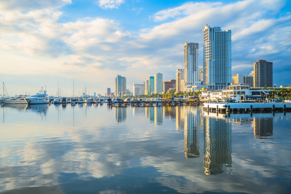 Aerial view of Manila bay in the Philippines